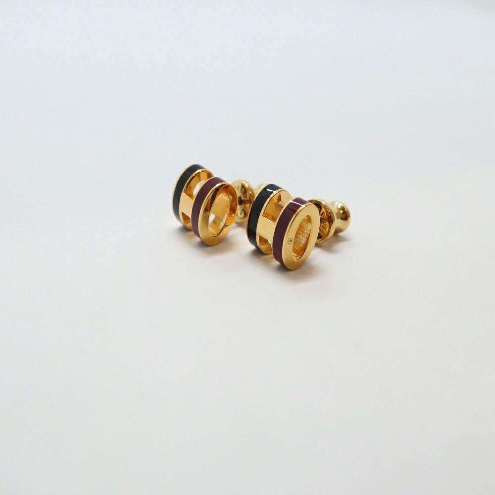 Hermes Earrings Pop Mini Ro Cover Pair Black Brown Gold — view 8