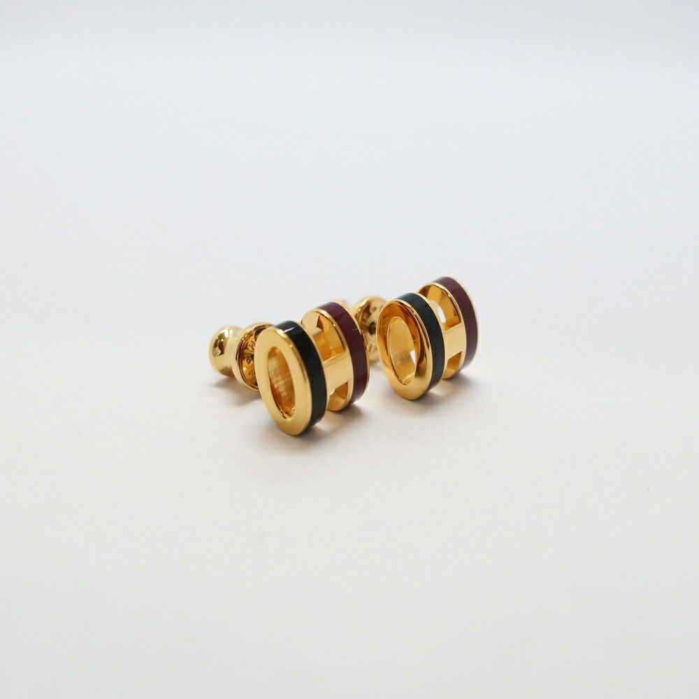Hermes Earrings Pop Mini Ro Cover Pair Black Brown Gold — view 9