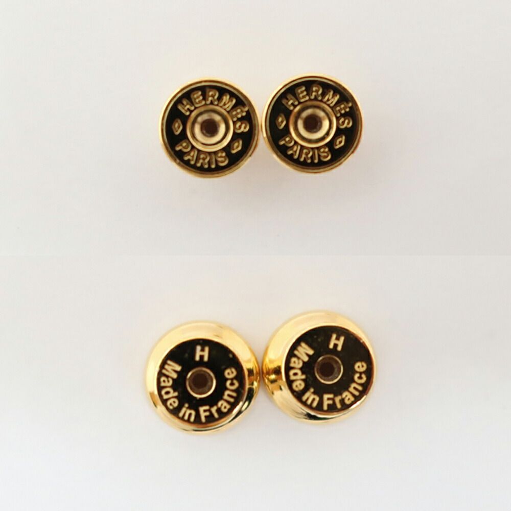 Hermes Earrings Pop Mini Ro Cover Pair Black Brown Gold — view 7