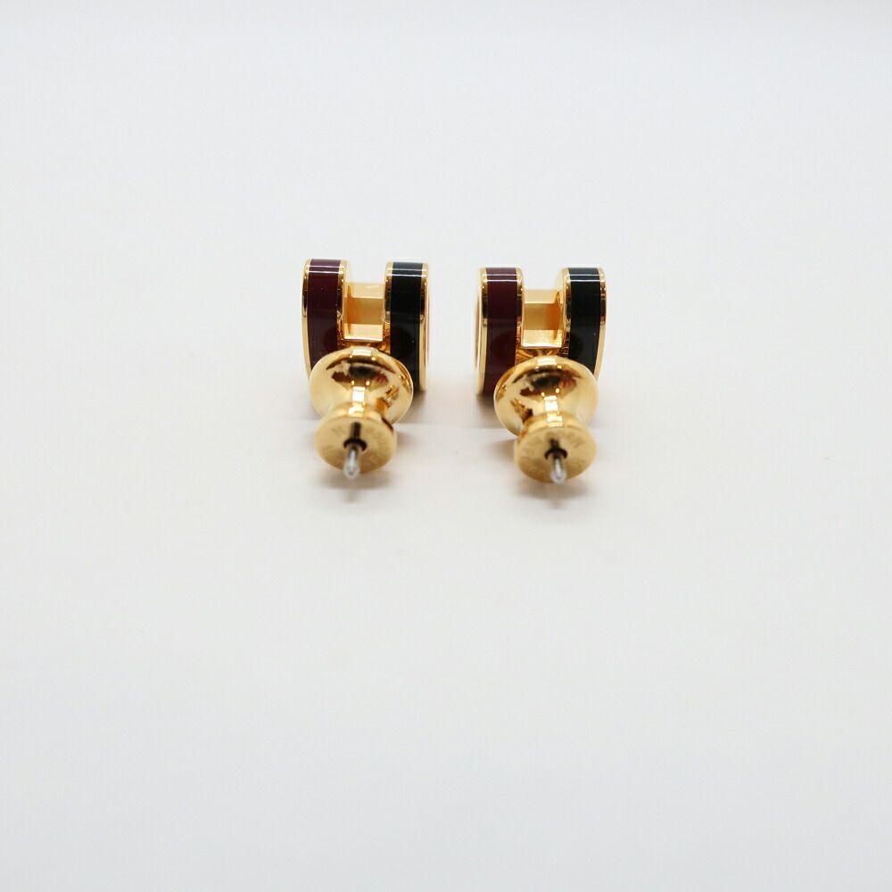 Hermes Earrings Pop Mini Ro Cover Pair Black Brown Gold — view 2