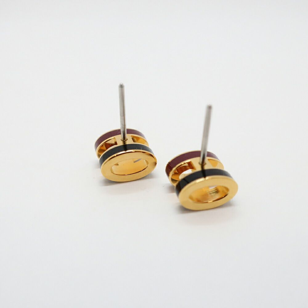 Hermes Earrings Pop Mini Ro Cover Pair Black Brown Gold — view 5