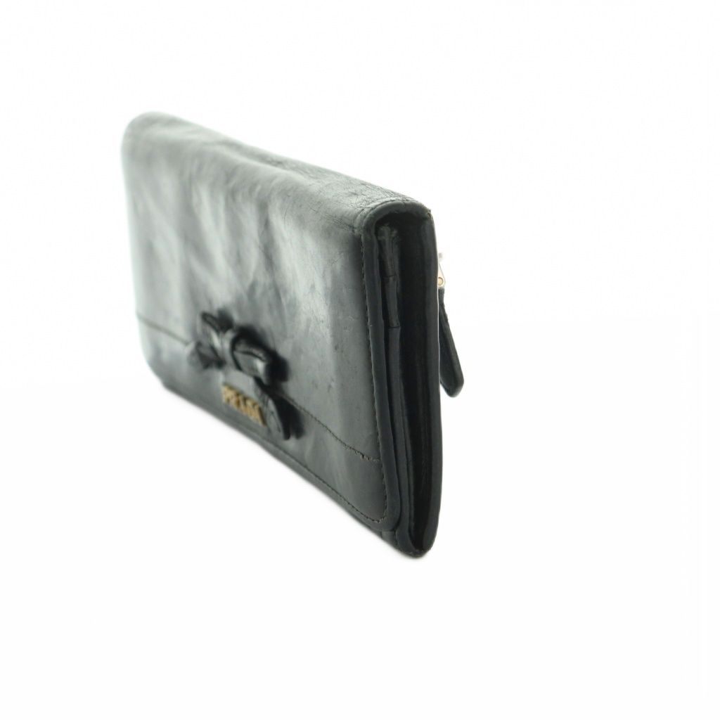 Prada Wallet Flap Coin Purse Leather Ribbon Black — view 3