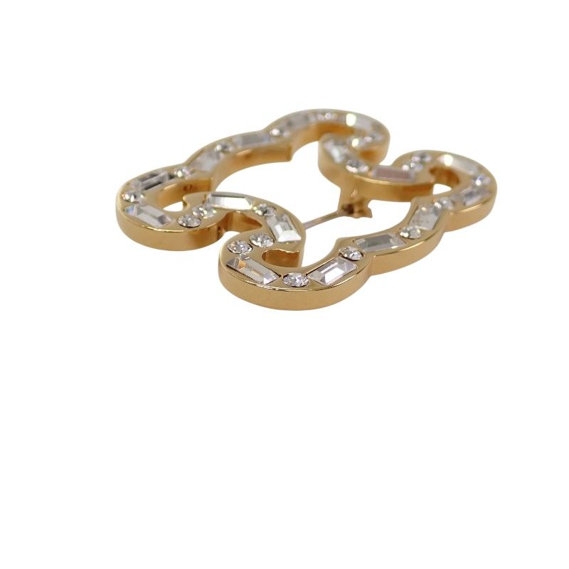 Celine Flame Sparkle Brooch Crystal Metal Gold — view 2