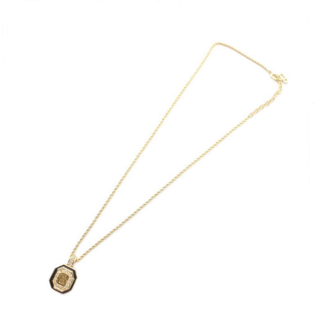 Dior Necklace Pendant CD Logo Rhinestone Gold — view 3