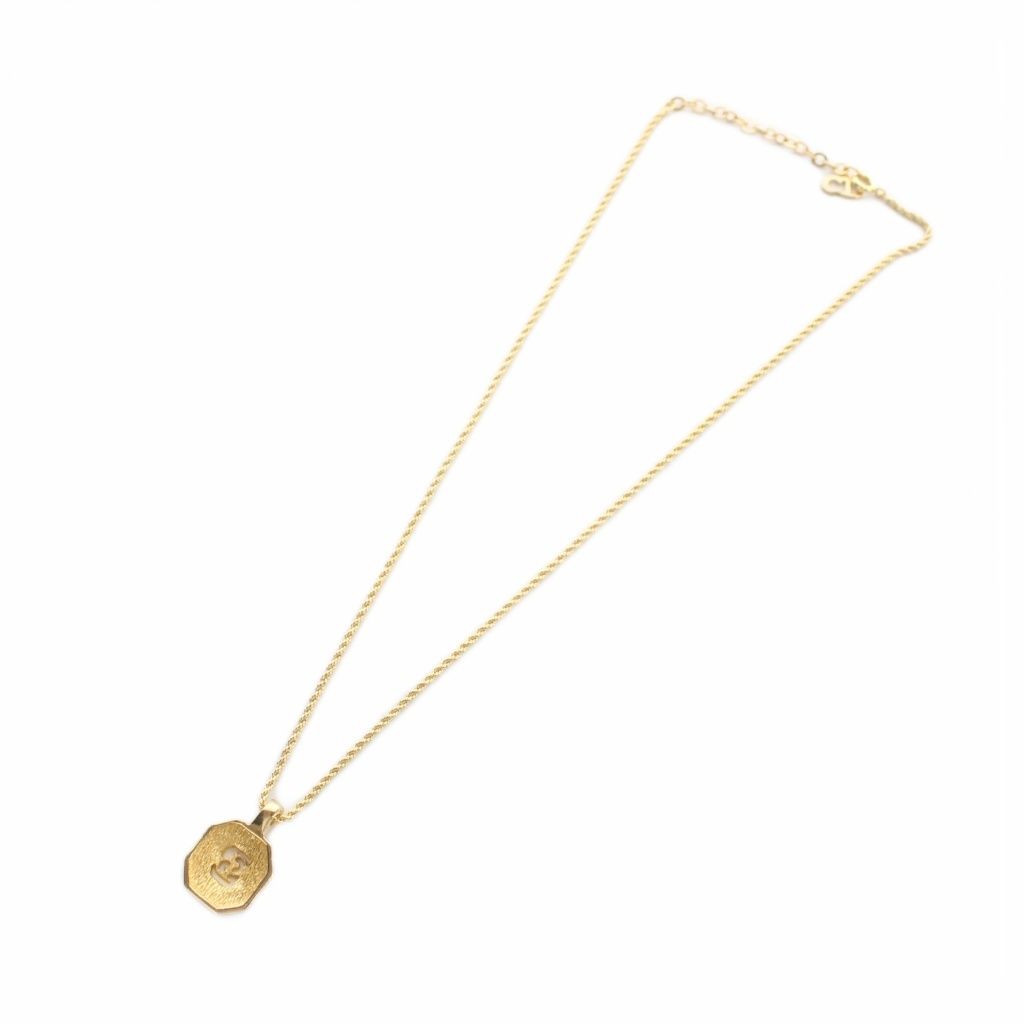 Dior Necklace Pendant CD Logo Rhinestone Gold — view 4