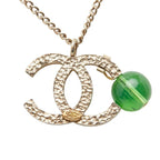 Chanel CC Logo Color Stone Silver Green Metal — view 3