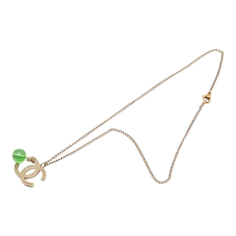 Chanel CC Logo Color Stone Silver Green Metal — view 4