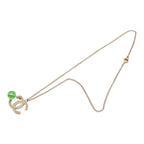 Chanel CC Logo Color Stone Silver Green Metal — view 4