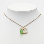 Chanel CC Logo Color Stone Silver Green Metal — view 7