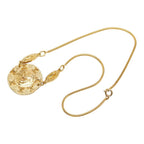 Chanel CC Logo Lion Round Pendant Necklace Gold Plated — view 4