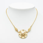 Chanel CC Logo Lion Round Pendant Necklace Gold Plated — view 7