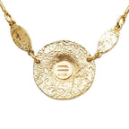 Chanel CC Logo Lion Round Pendant Necklace Gold Plated — view 3