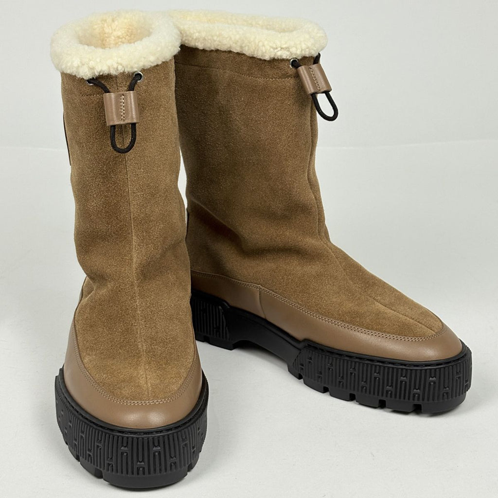 Hermes Short Boots Lava Sole Shoe Tsuye Dobra Brown — view 8