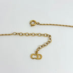 Dior Logo Rhinestone Necklace Heart Motif Gold Plated — view 3