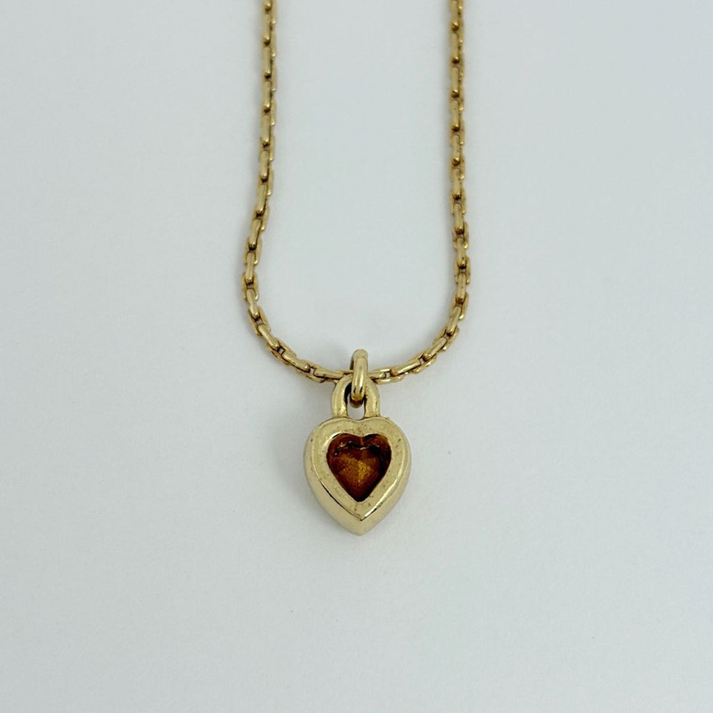 Dior Logo Rhinestone Necklace Heart Motif Gold Plated — view 2