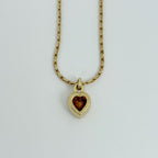 Dior Logo Rhinestone Necklace Heart Motif Gold Plated — view 2