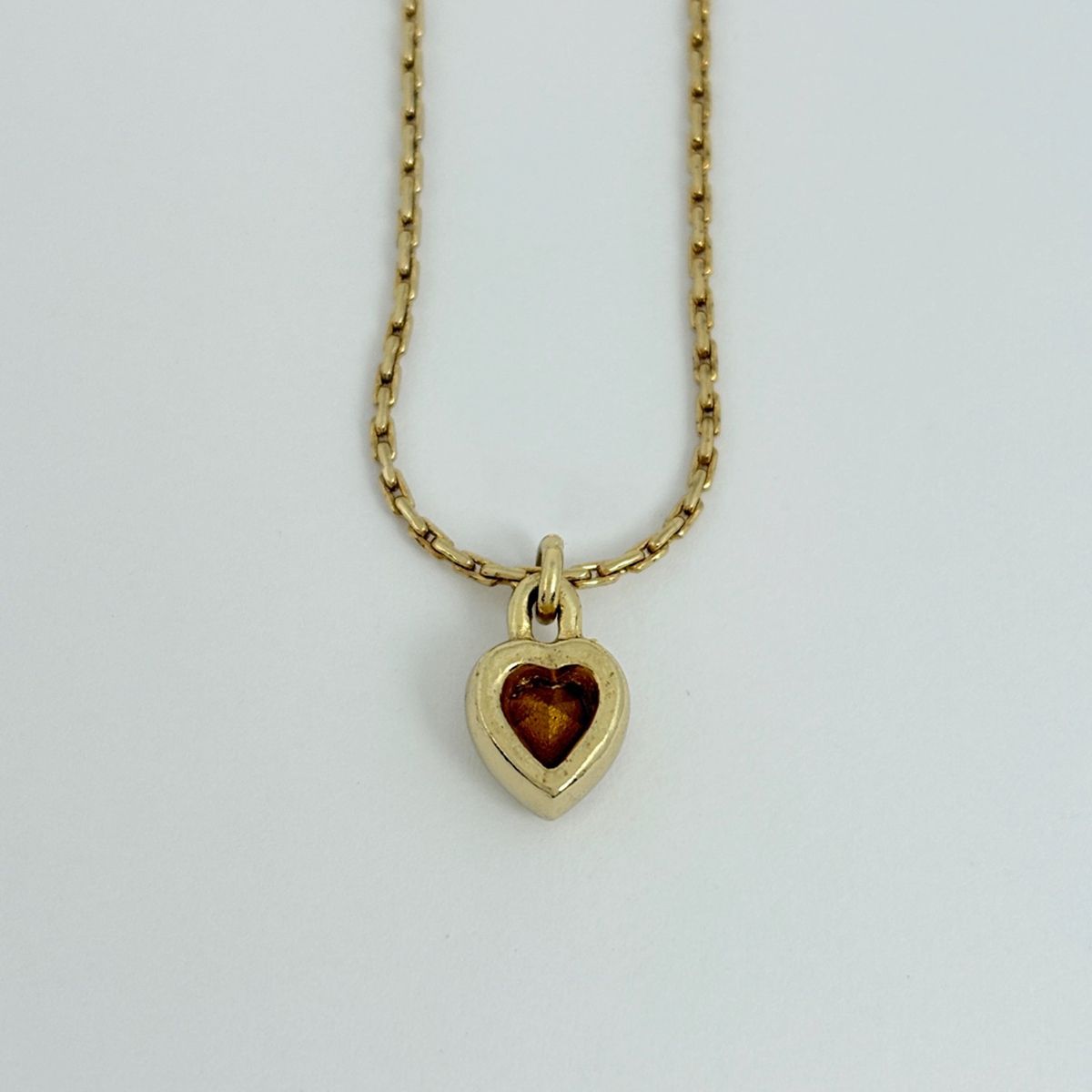 Dior Logo Rhinestone Necklace Heart Motif Gold Plated — view 2