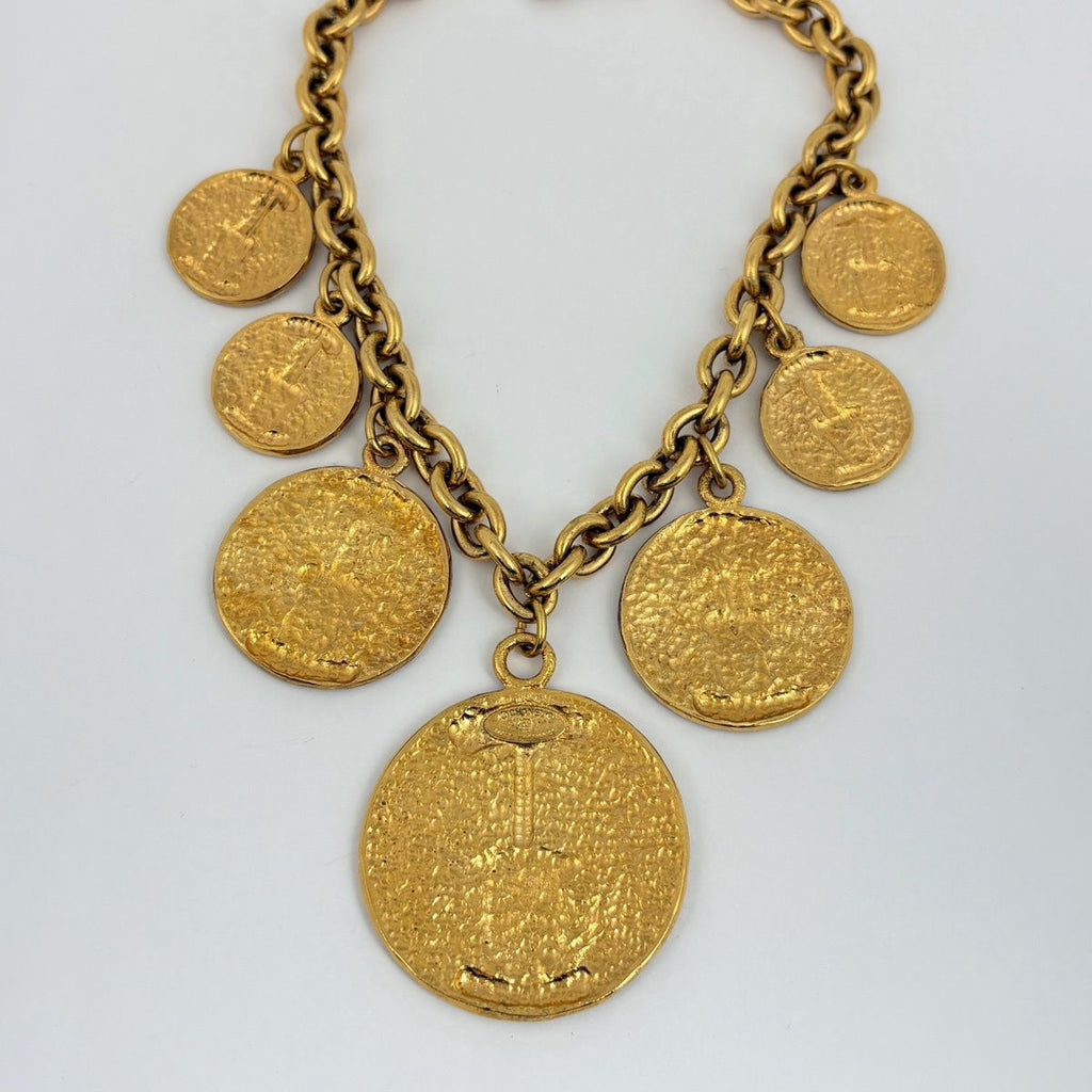 Chanel CC Logo Chain Necklace Coin Motif Gold Plated — view 2