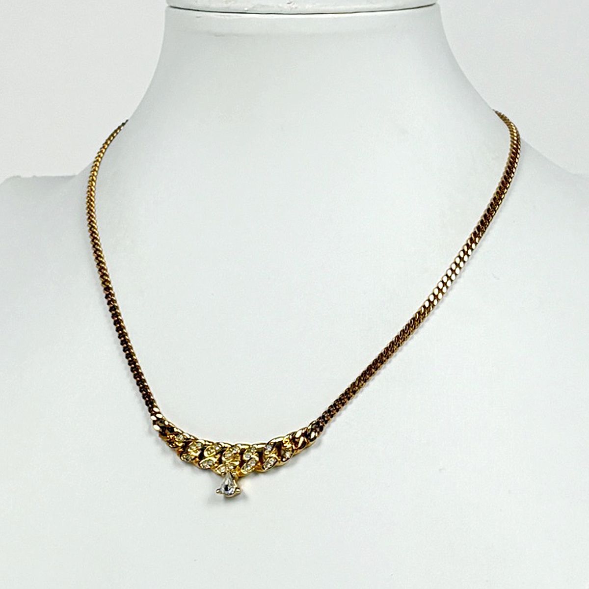 Dior Rhinestone Necklace CD Gold Plated — view 5