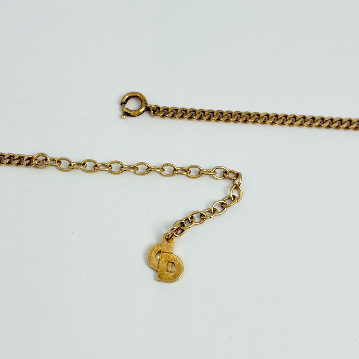 Dior Rhinestone Necklace CD Gold Plated — view 3