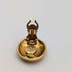 Chanel Earrings CC Logo Round Circle Gold First Era Vintage — view 3