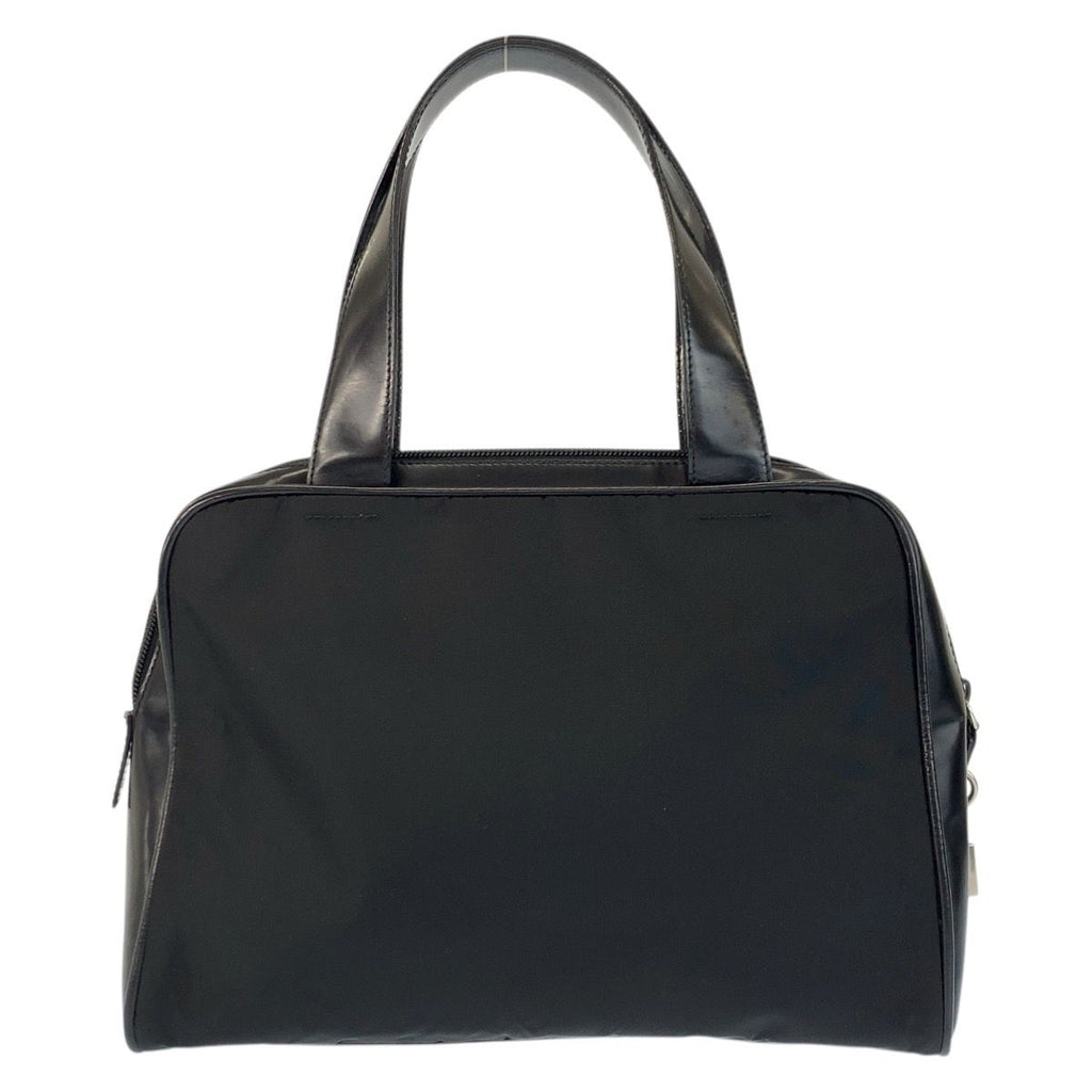 Prada Tessuto Black Silver Nylon Leather Handbag — view 2