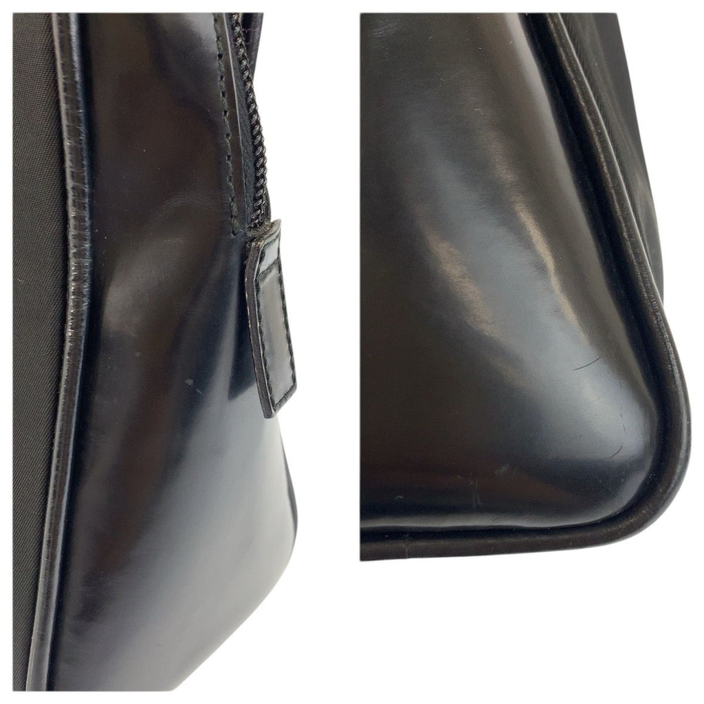 Prada Tessuto Black Silver Nylon Leather Handbag — view 5