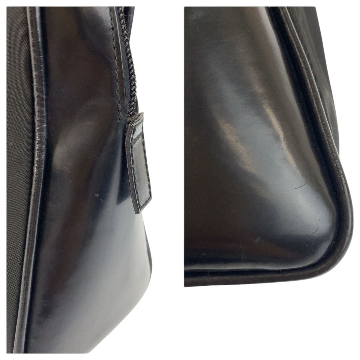 Prada Tessuto Black Silver Nylon Leather Handbag — view 5