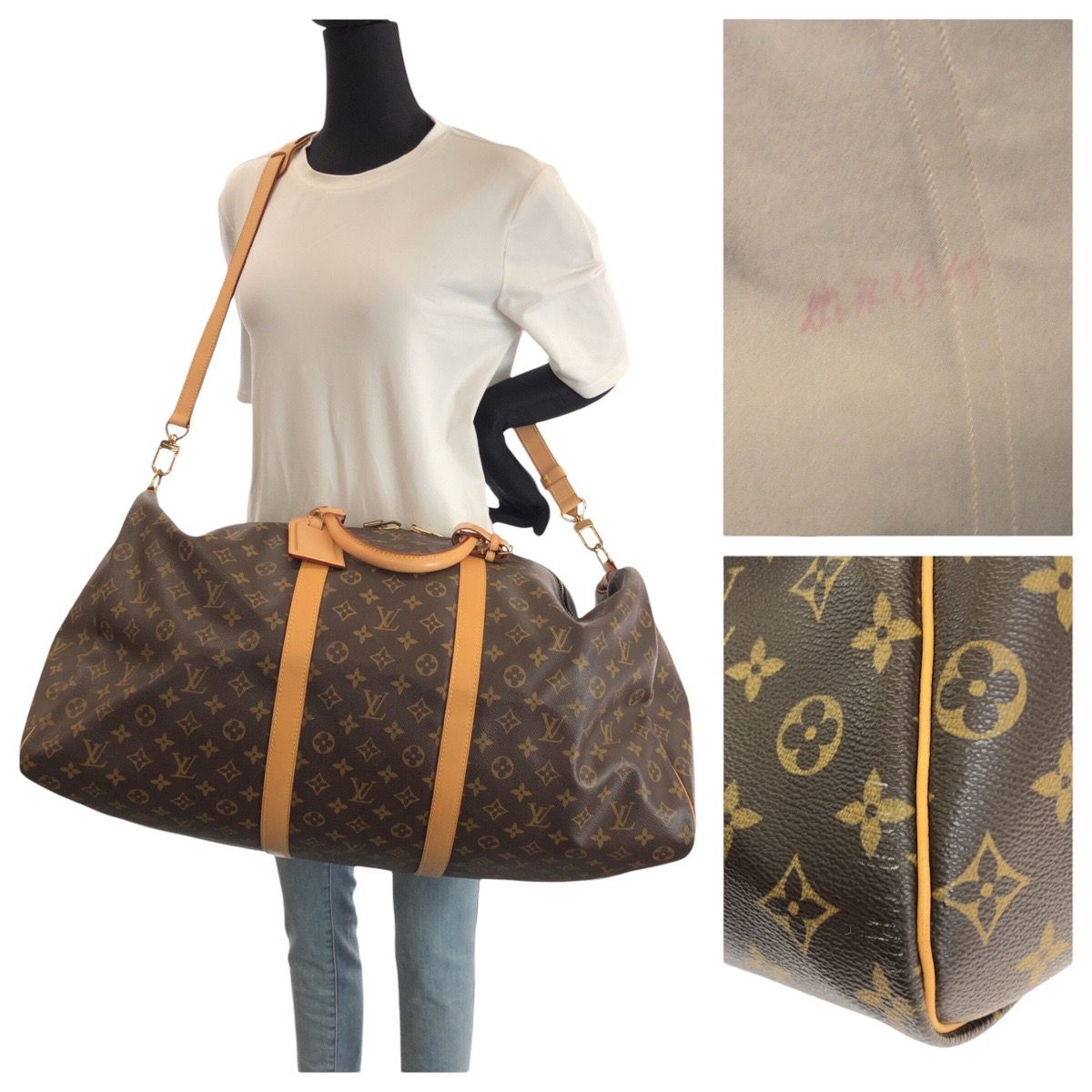 Louis Vuitton Monogram Keepall Bandouliere 60 2-Way Brown Gold Boston Bag — view 7