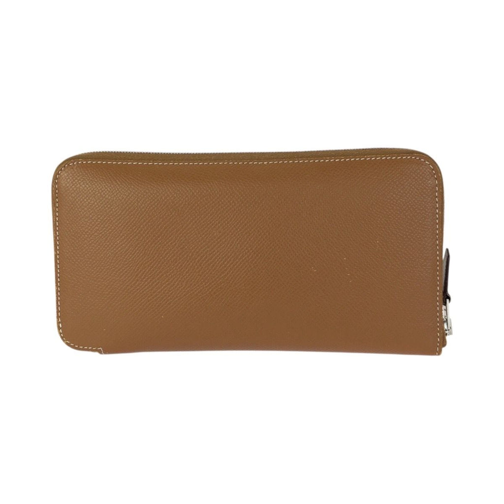 Hermes Azap Long Silk in Gold Brown Silver Veau Zip Around Coin Purse — view 2
