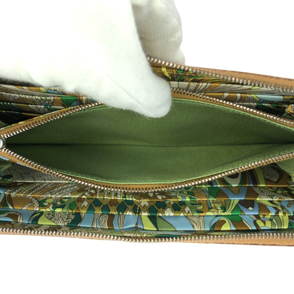 Hermes Azap Long Silk in Gold Brown Silver Veau Zip Around Coin Purse — view 8