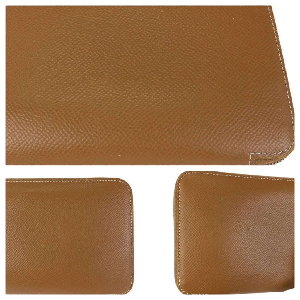 Hermes Azap Long Silk in Gold Brown Silver Veau Zip Around Coin Purse — view 6