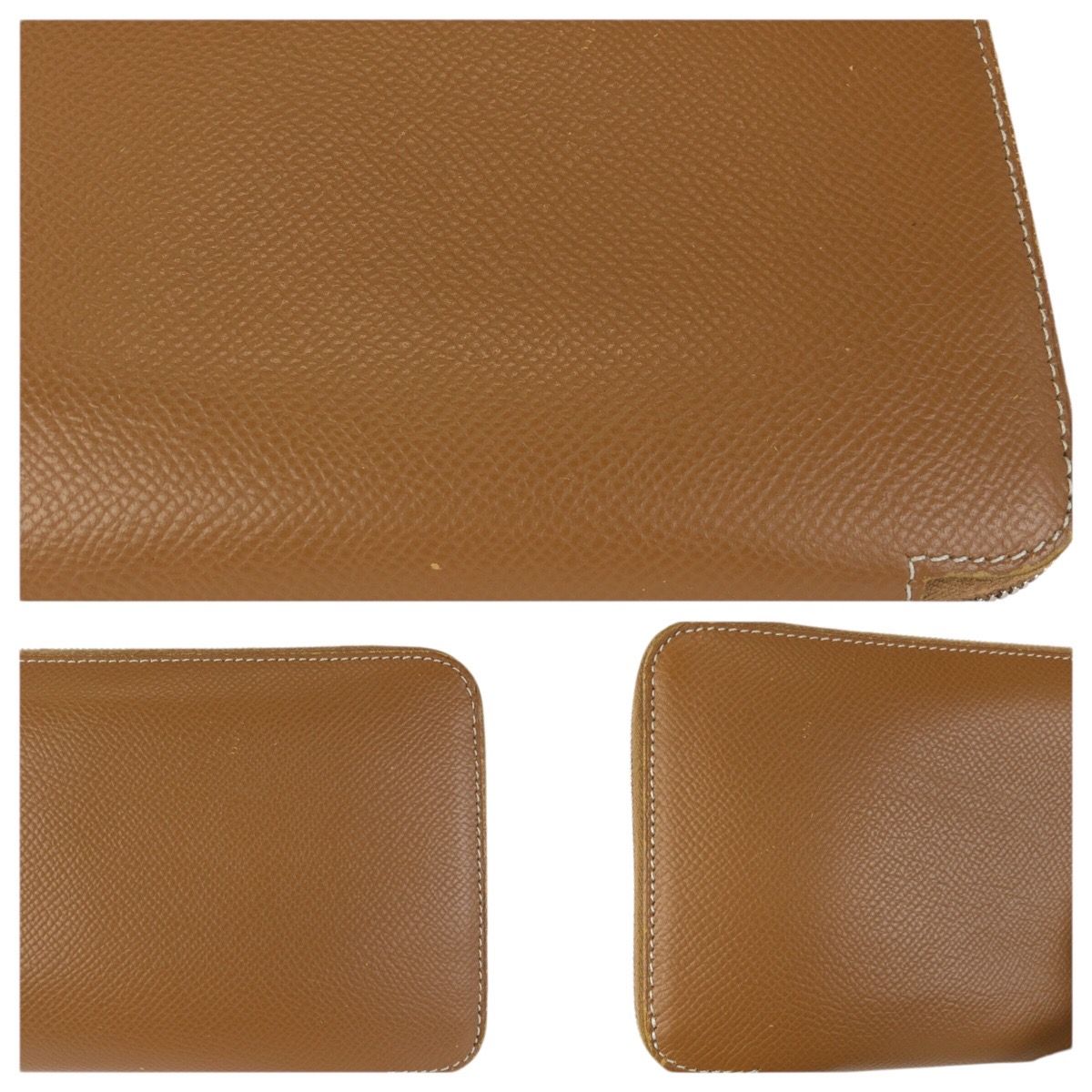 Hermes Azap Long Silk in Gold Brown Silver Veau Zip Around Coin Purse — view 6