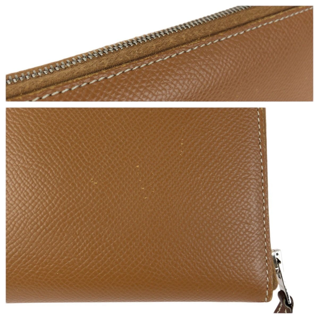 Hermes Azap Long Silk in Gold Brown Silver Veau Zip Around Coin Purse — view 7