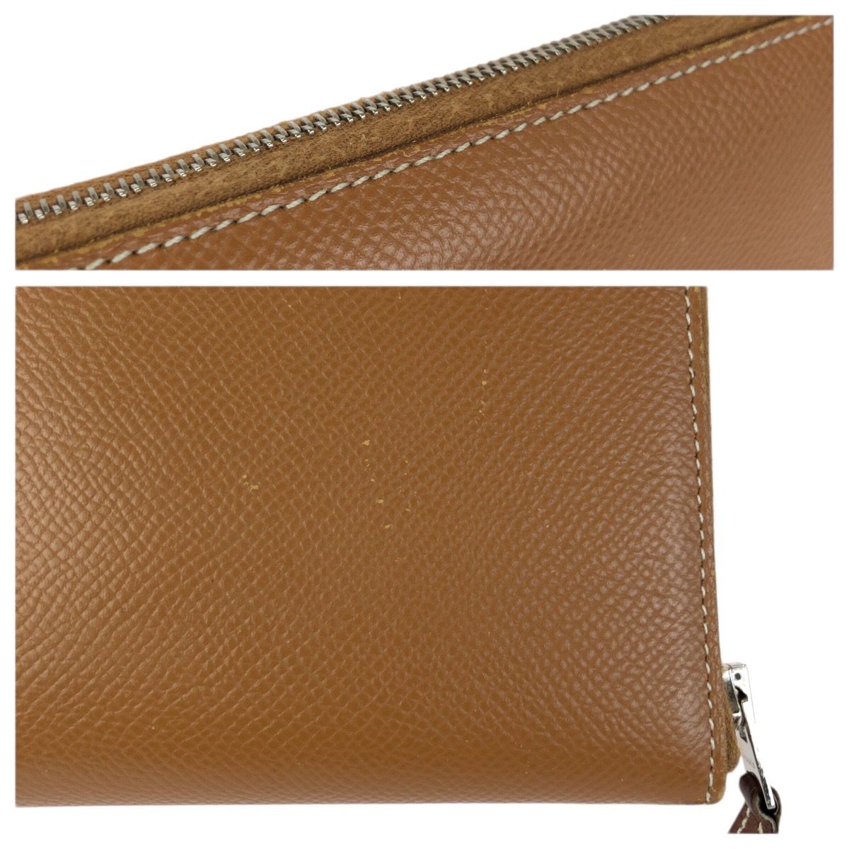 Hermes Azap Long Silk in Gold Brown Silver Veau Zip Around Coin Purse — view 7
