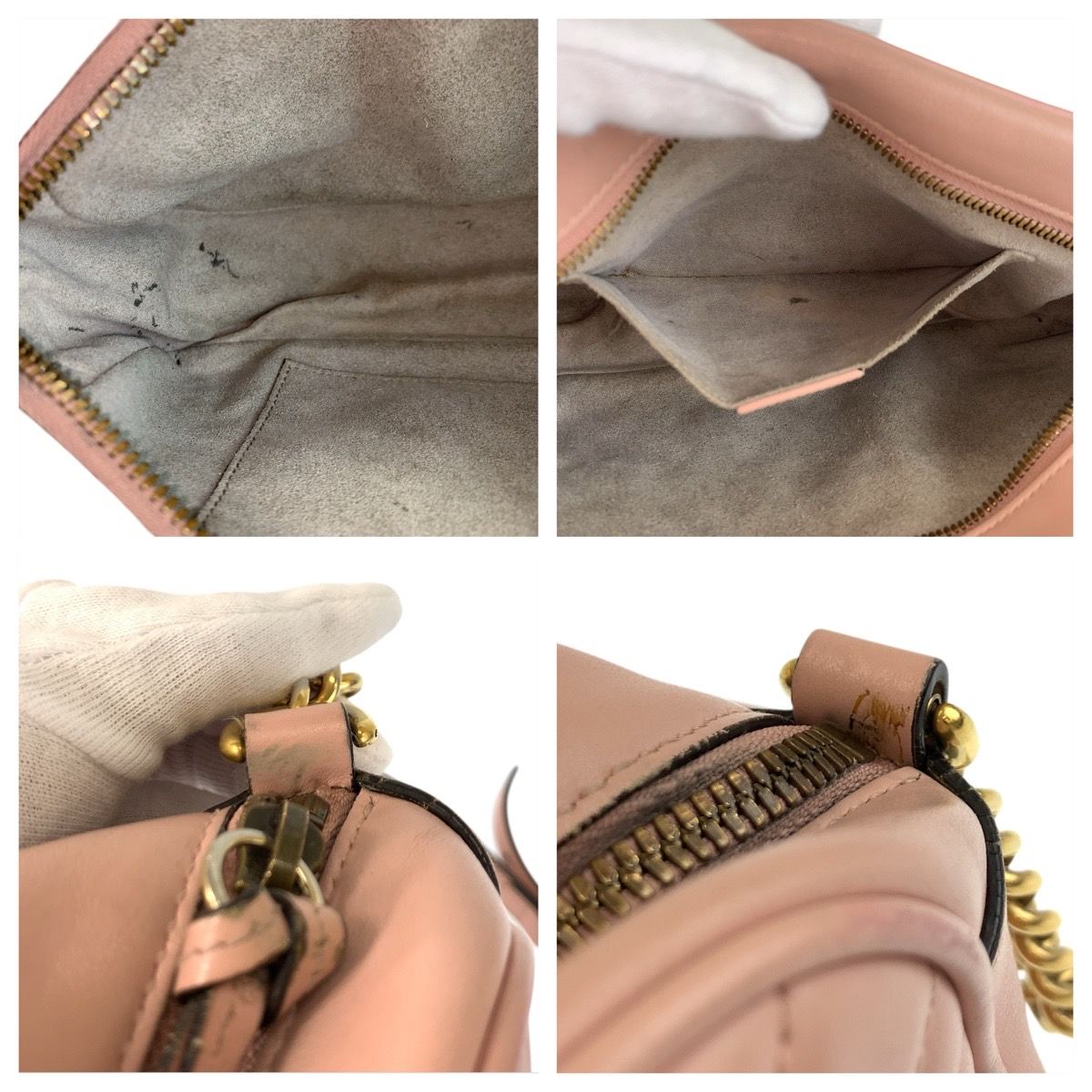 Gucci GG Marmont Pink Gold Leather Shoulder Bag Pochette — view 5