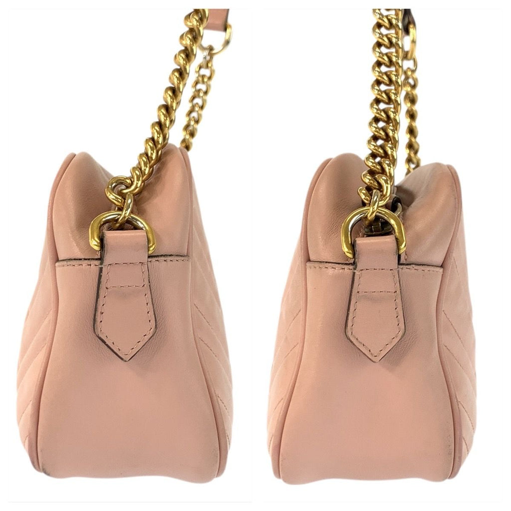 Gucci GG Marmont Pink Gold Leather Shoulder Bag Pochette — view 8