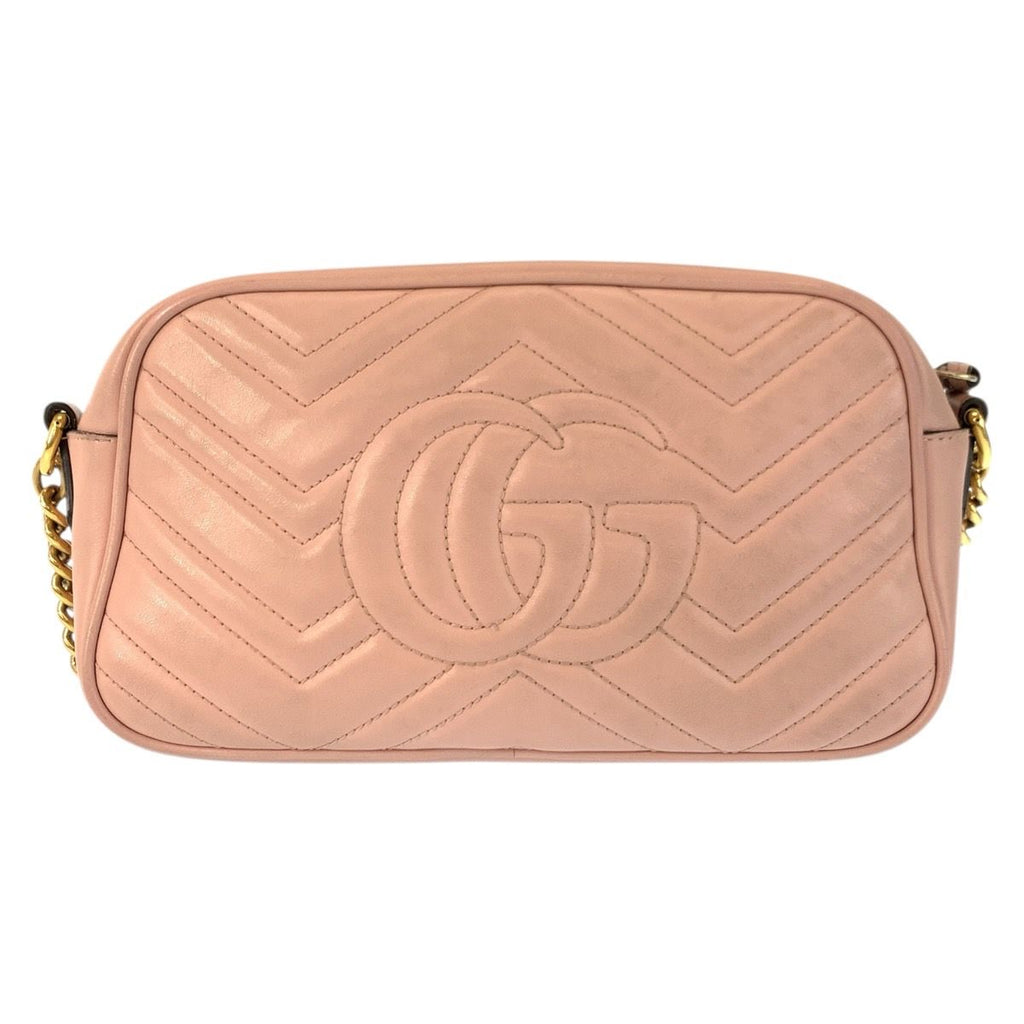 Gucci GG Marmont Pink Gold Leather Shoulder Bag Pochette — view 2