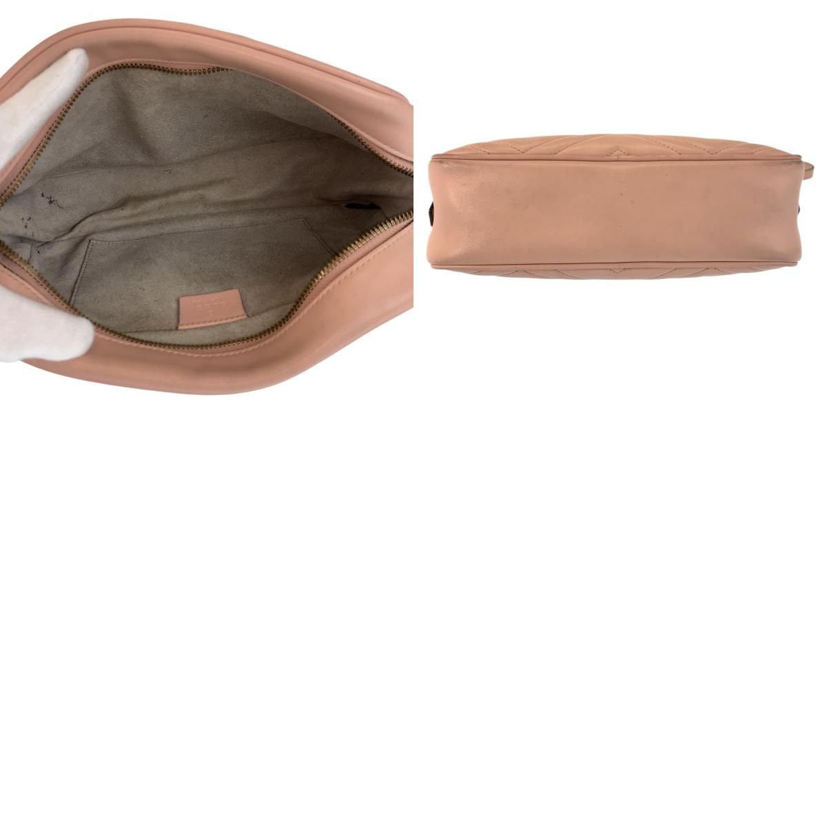 Gucci GG Marmont Pink Gold Leather Shoulder Bag Pochette — view 9