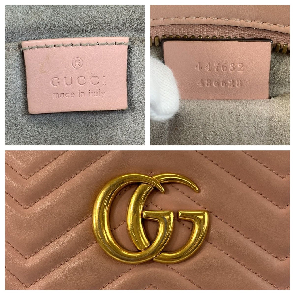 Gucci GG Marmont Pink Gold Leather Shoulder Bag Pochette — view 3