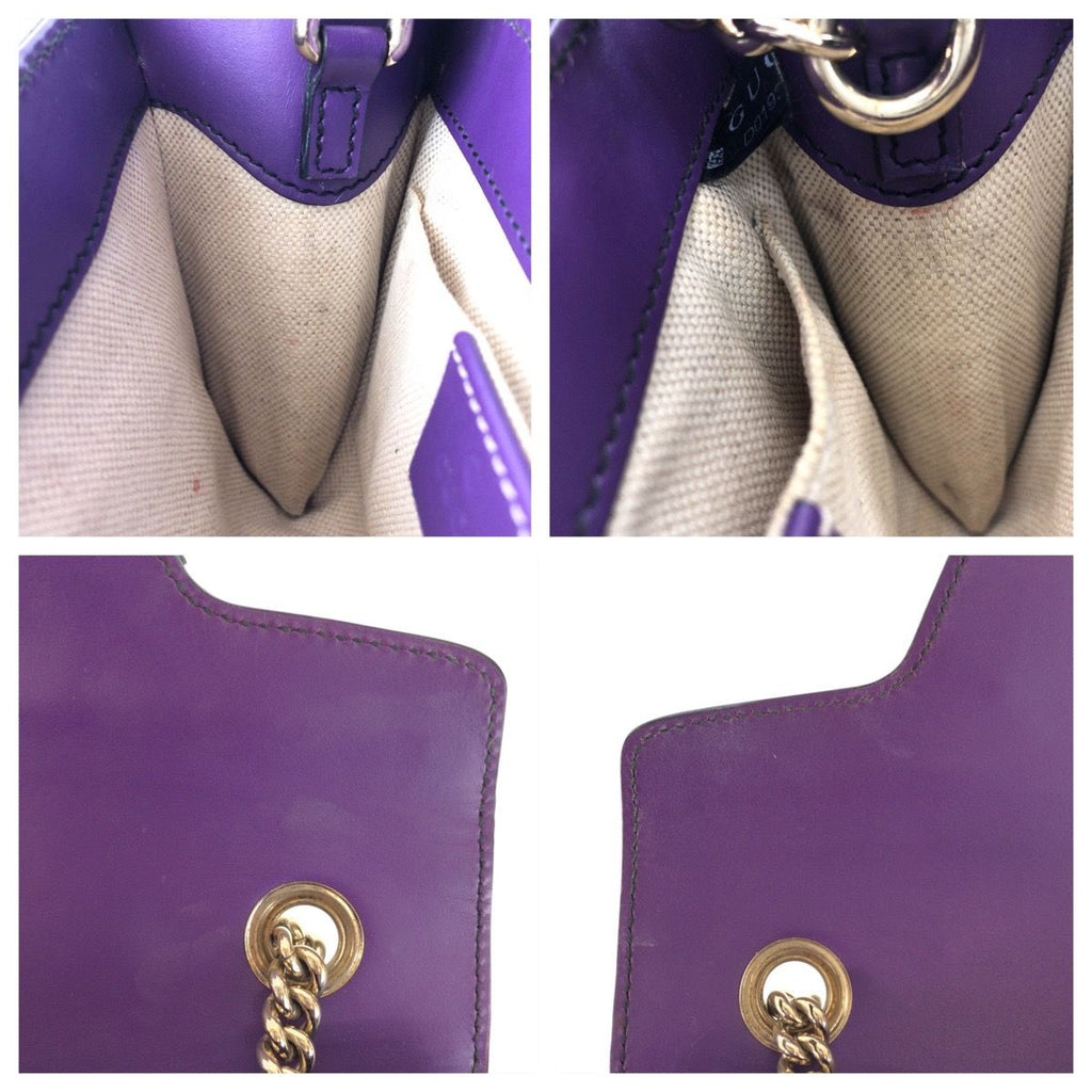 Gucci Guccissima Horsebit Emily Purple Leather Chain Shoulder Bag — view 6