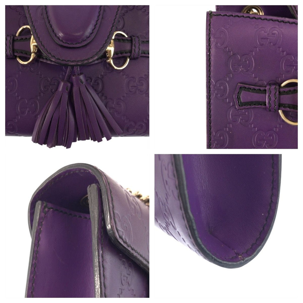 Gucci Guccissima Horsebit Emily Purple Leather Chain Shoulder Bag — view 5