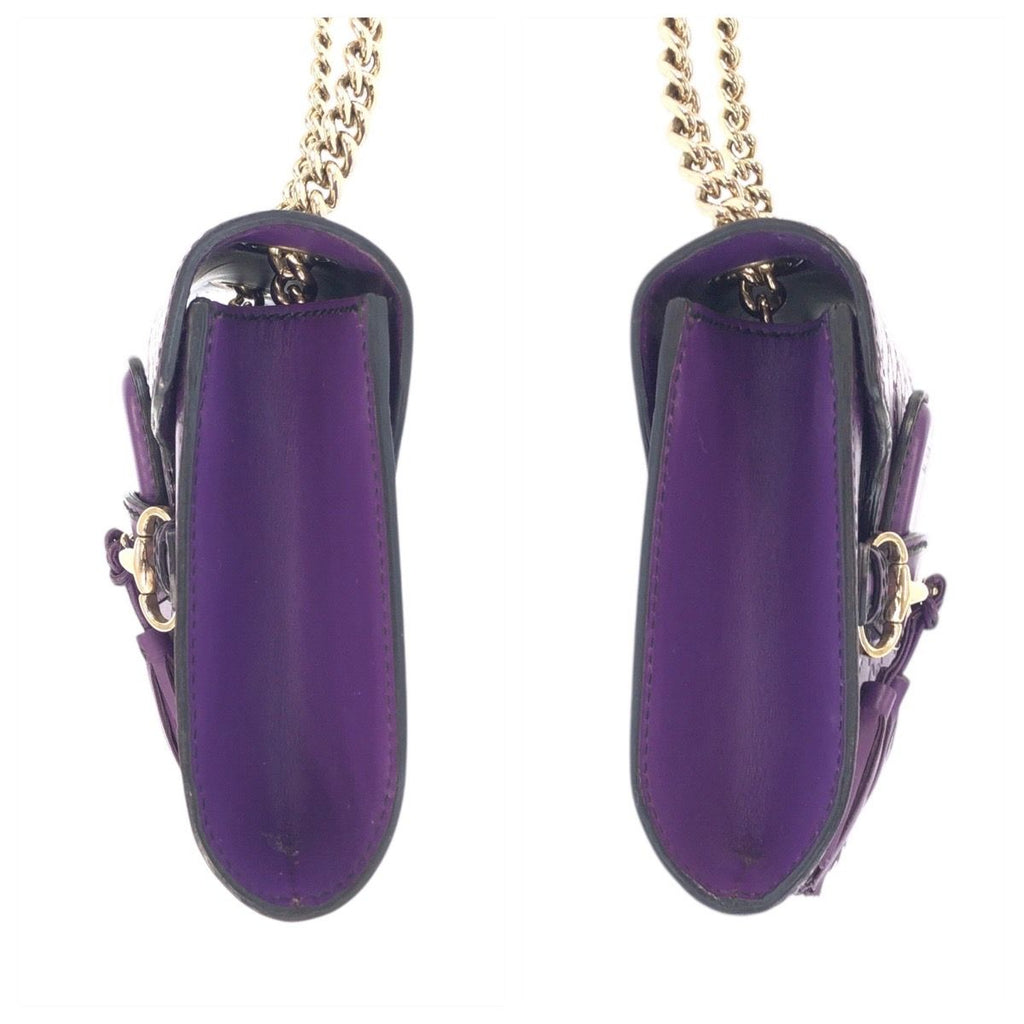Gucci Guccissima Horsebit Emily Purple Leather Chain Shoulder Bag — view 8