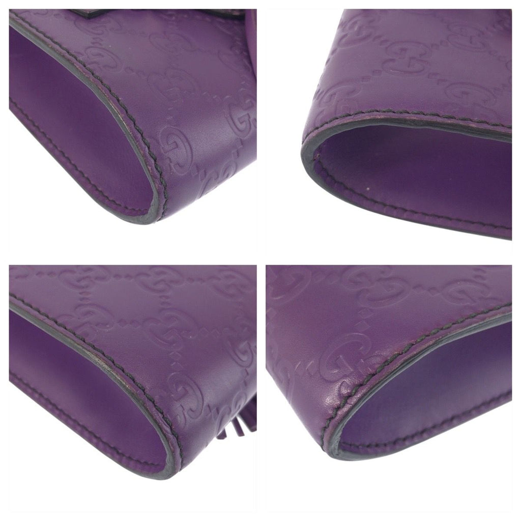 Gucci Guccissima Horsebit Emily Purple Leather Chain Shoulder Bag — view 3