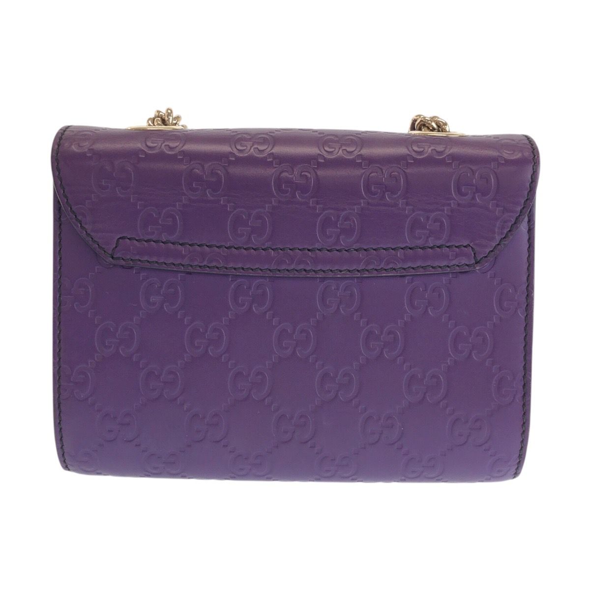 Gucci Guccissima Horsebit Emily Purple Leather Chain Shoulder Bag — view 2