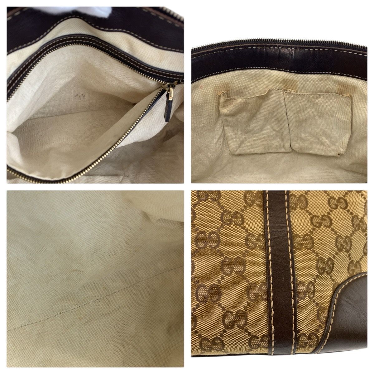 Gucci Brea Brown Beige Gold GG Canvas Leather Tote — view 6