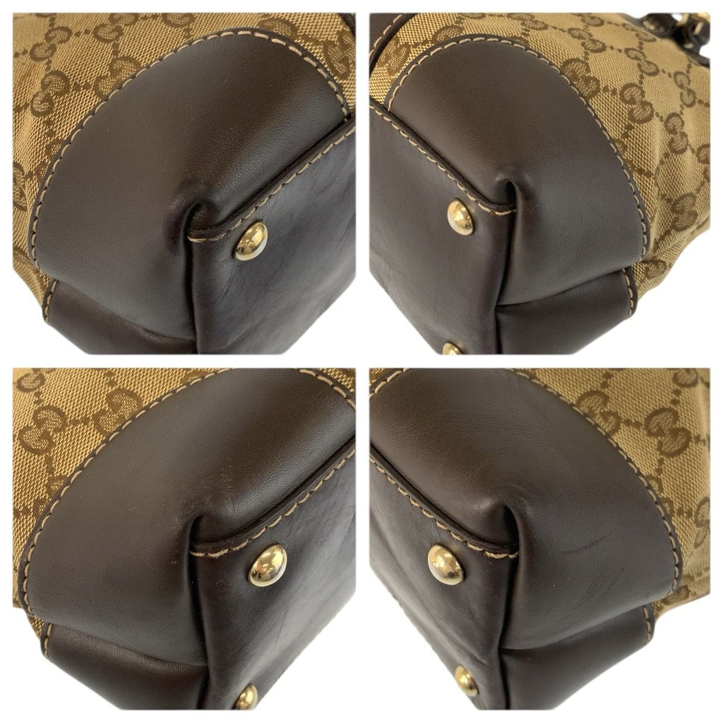 Gucci Brea Brown Beige Gold GG Canvas Leather Tote — view 4