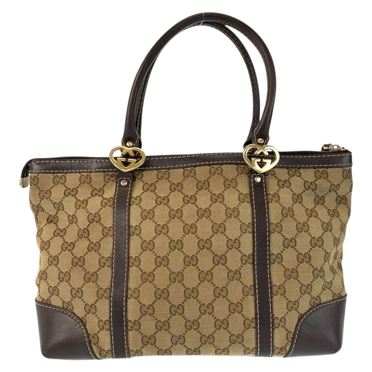 Gucci Brea Brown Beige Gold GG Canvas Leather Tote — view 2
