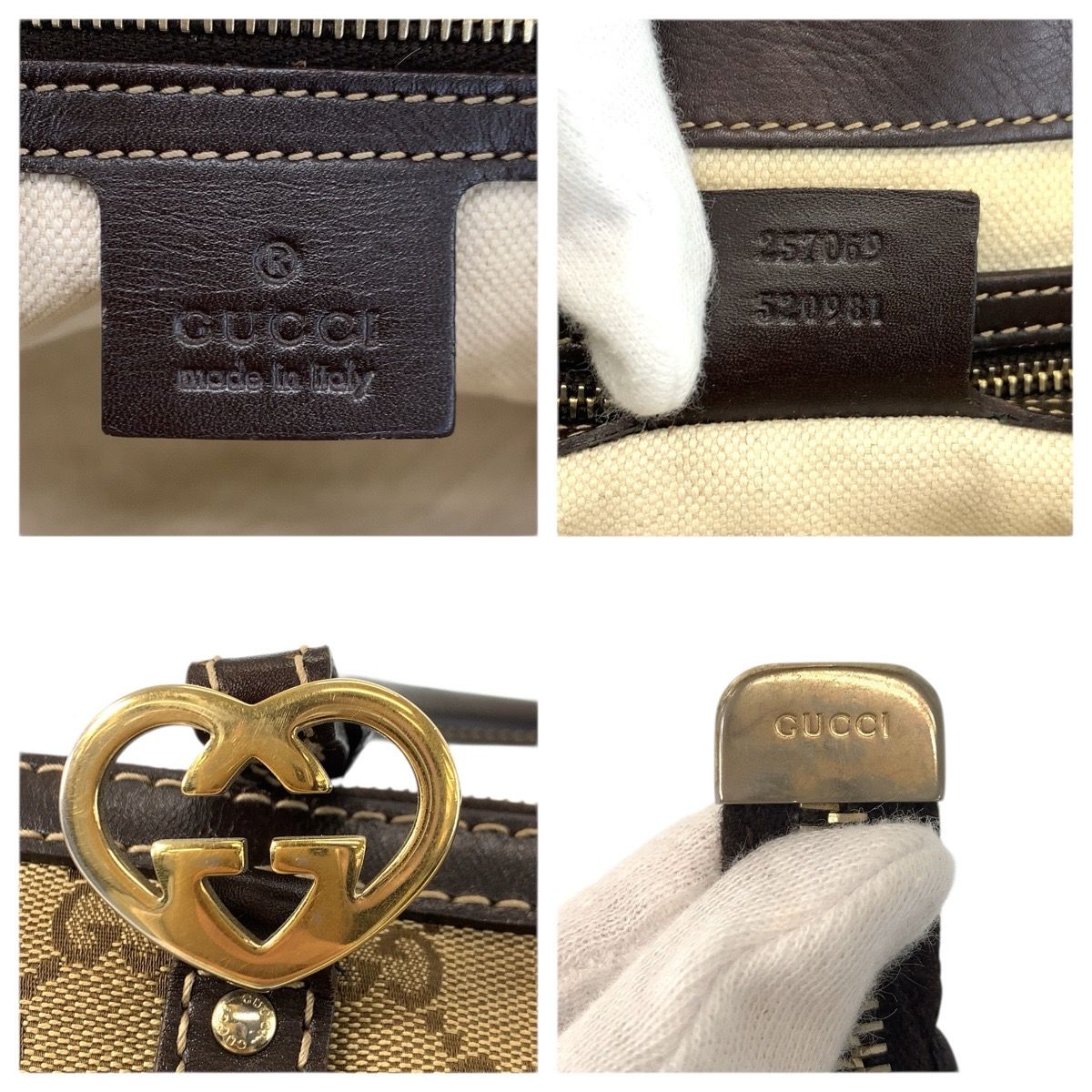 Gucci Brea Brown Beige Gold GG Canvas Leather Tote — view 3