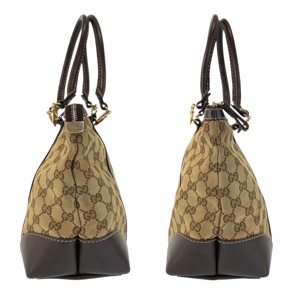 Gucci Brea Brown Beige Gold GG Canvas Leather Tote — view 8